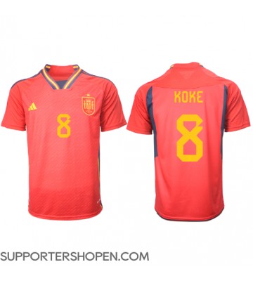 Spanien Koke #8 Hemma Matchtröja VM 2022 Kortärmad